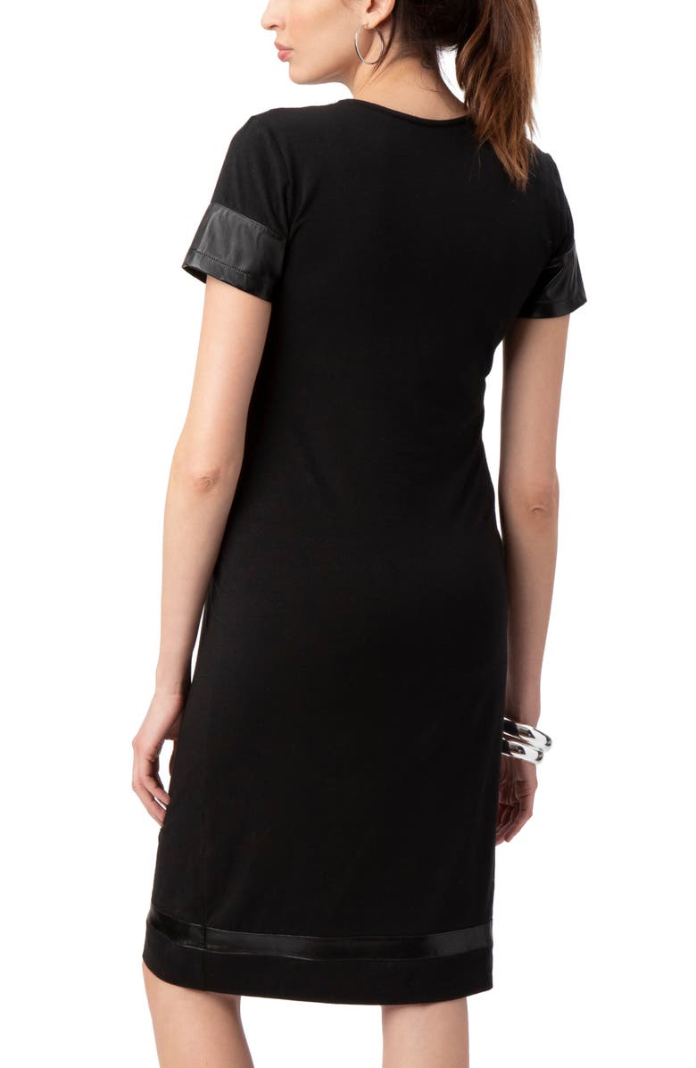 Stowaway Collection Lace & Faux Leather Detail Maternity Dress, Alternate, color,