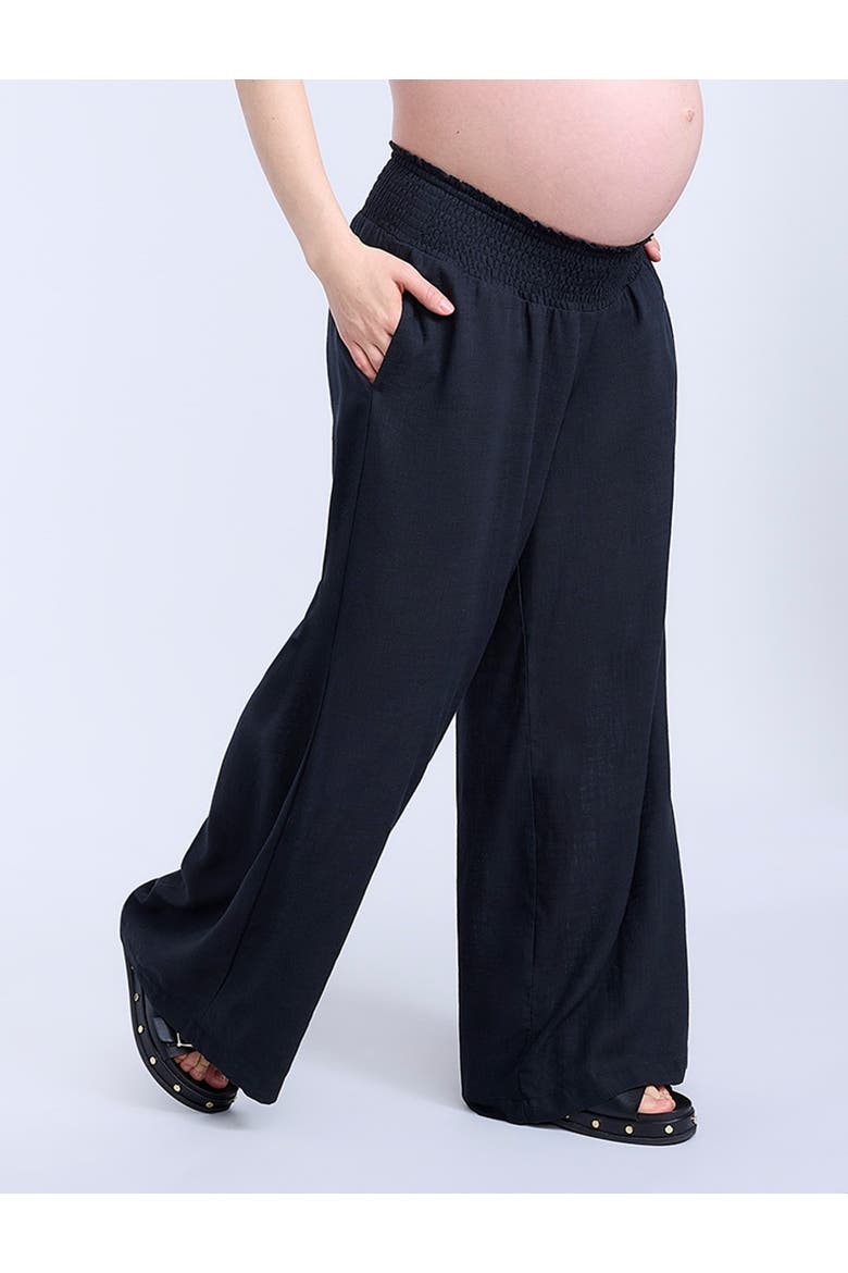 Smocked Waist Wide Leg Pant, Alternate, color, Black