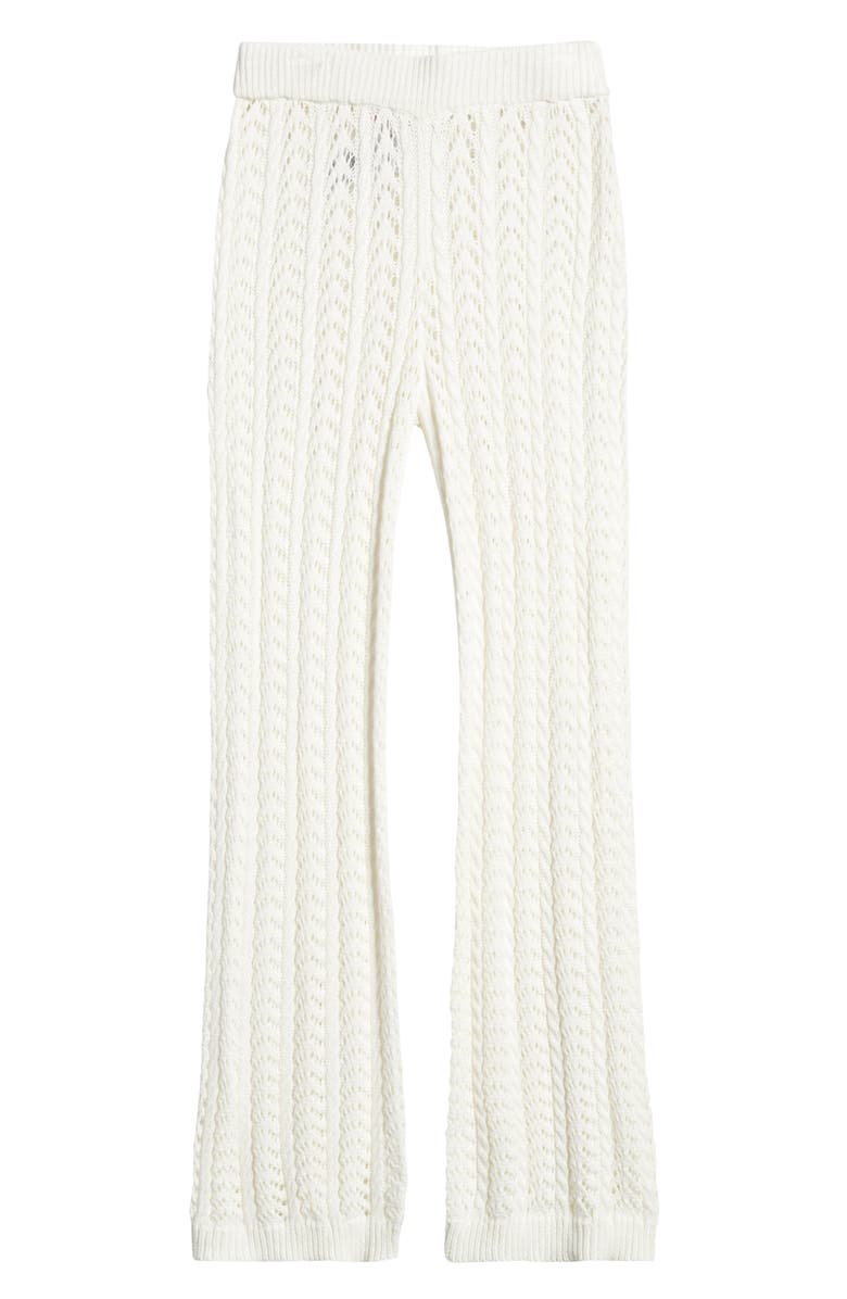 EDIKTED Elektra Sheer Open Knit Cover-Up Pants, Alternate, color, White