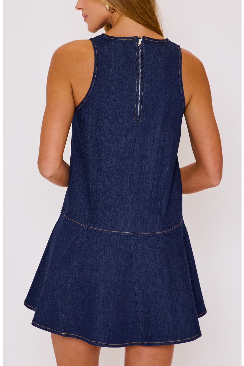 Olivia Denim Fit & Flare Minidress, Alternate, color, DARK WASH
