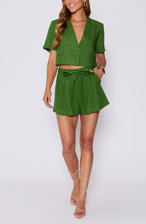Vici Collection Modern Muse Crop Short Sleeve Jacket In Green