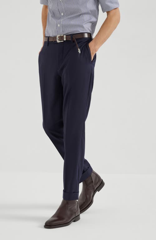 Brunello Cucinelli Stretch-cotton Garment-dyed Trousers In Blue