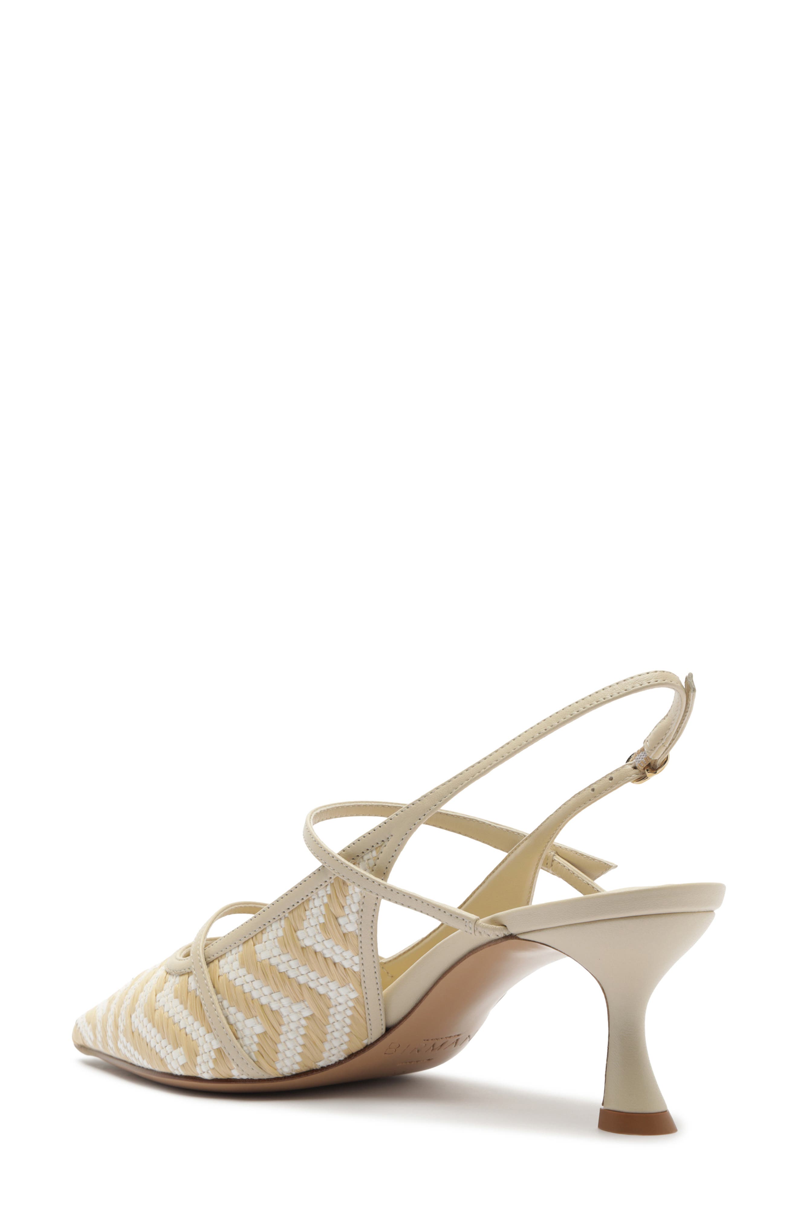 Alexandre Birman Tita Raffia Pointed Toe Slingback Pump, Alternate, color, Eggshell