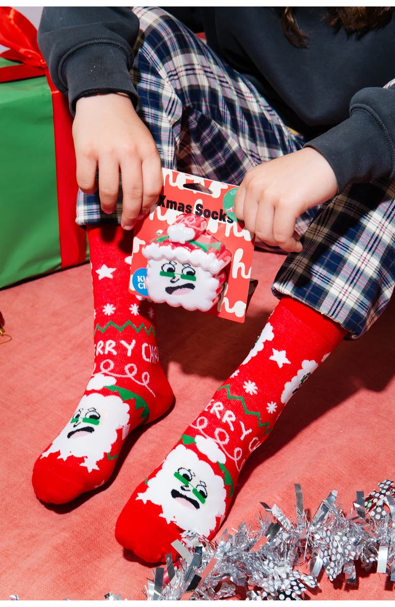 doiy Kids' Christmas Santa Crew Socks, Alternate, color, Red