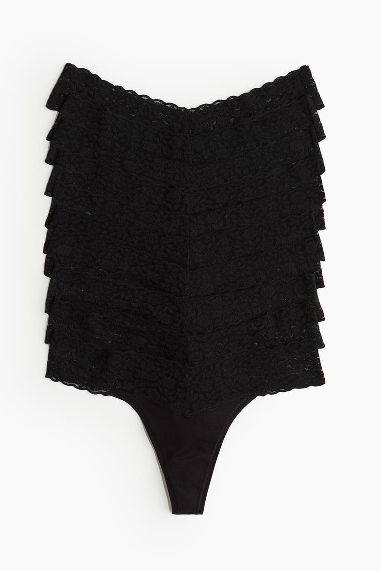 10-pack lace thong briefs, Main, color, Black