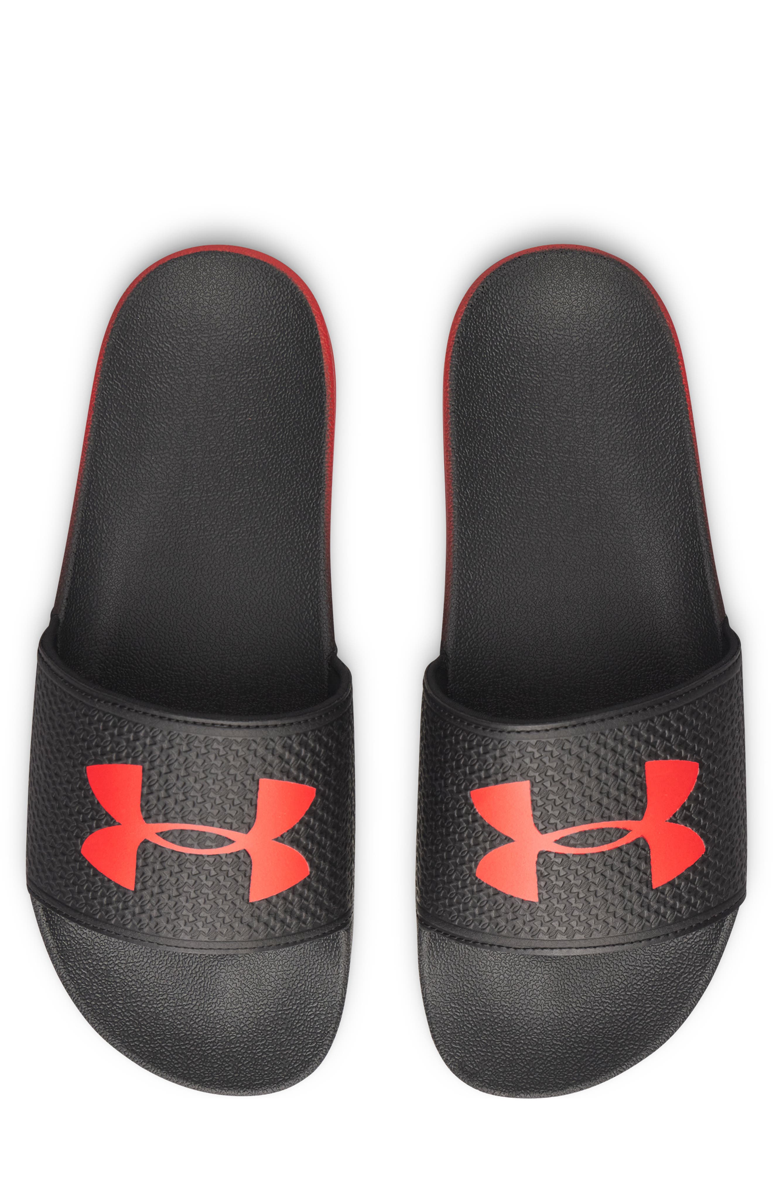 UA ARMR Slide Sandal, Alternate, color, BLACK / ANTHEM RED