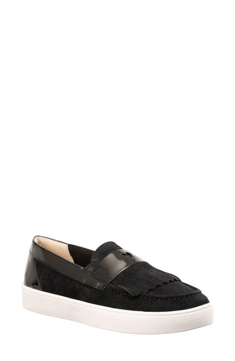 Malibu Kiltie Leather Slip-On Sneaker