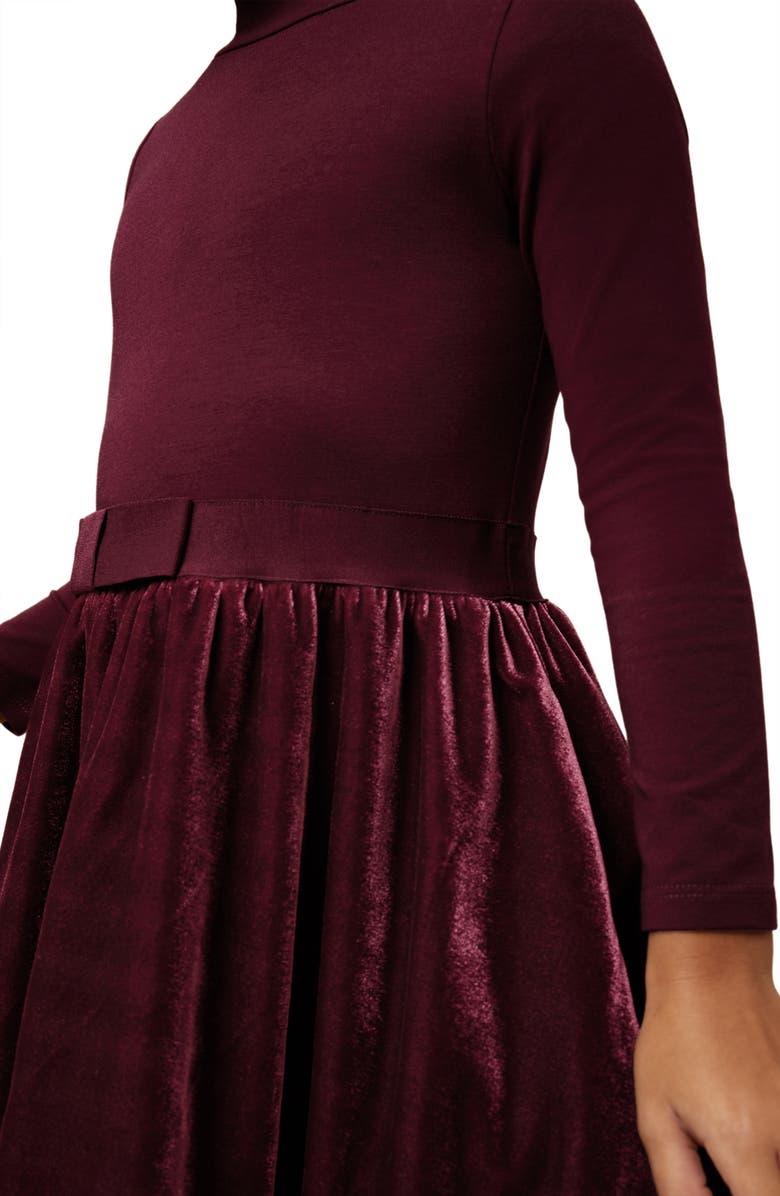 Reiss Kids' Bruna Long Sleeve Stretch Cotton Party Dress, Alternate, color, Burgundy