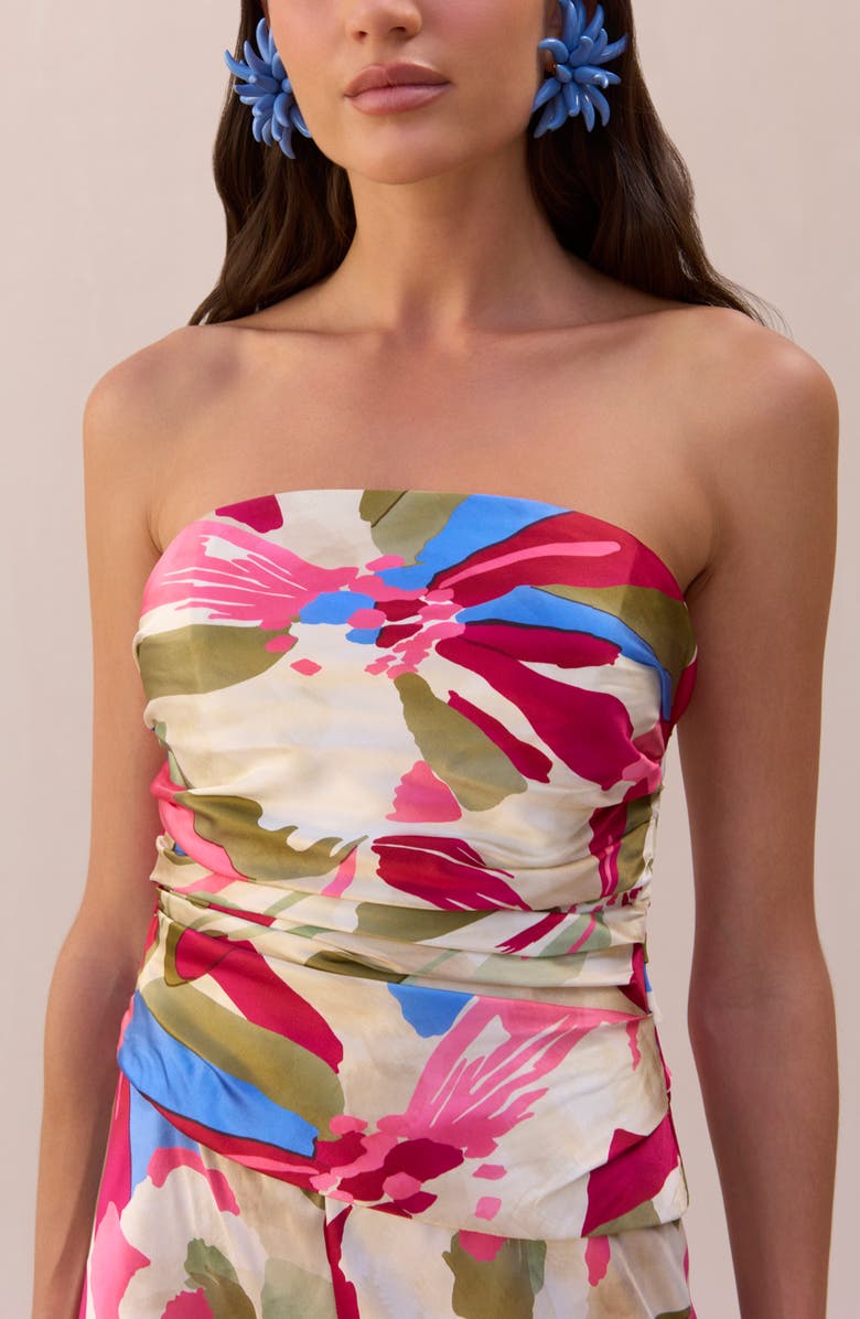 Cult Gaia Stacie Print Stretch Silk Straight Leg Pants, Alternate, color, Floral Rosette