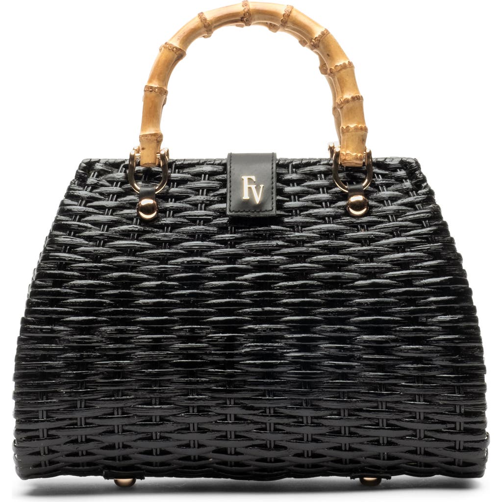 Frances Valentine Rooster Woven Wicker Top Handle Bag