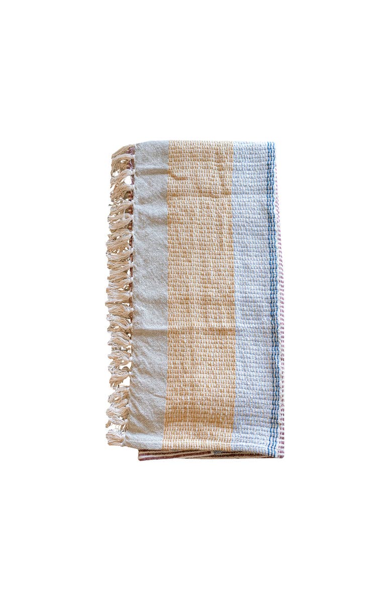 Foreside Home and Garden Hand Woven Throw Blanket Red Multi Color Cotton, Alternate, color, Red