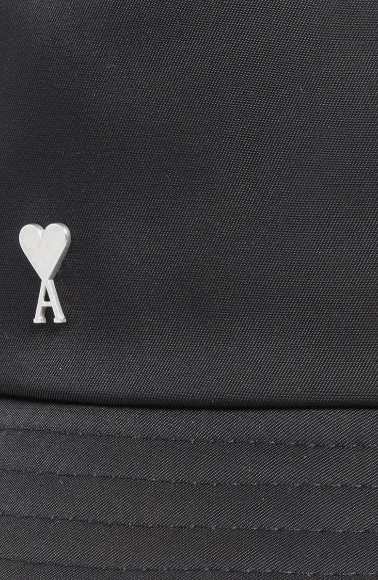 AMI PARIS Ami de Coeur Stud Technical Twill Bucket Hat, Alternate, color, Black