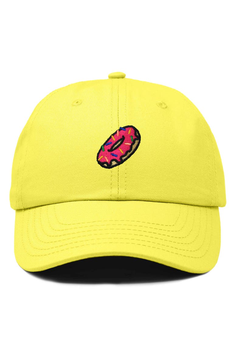 Donut Embroidered Adjustable Cap, Main, color, Yellow