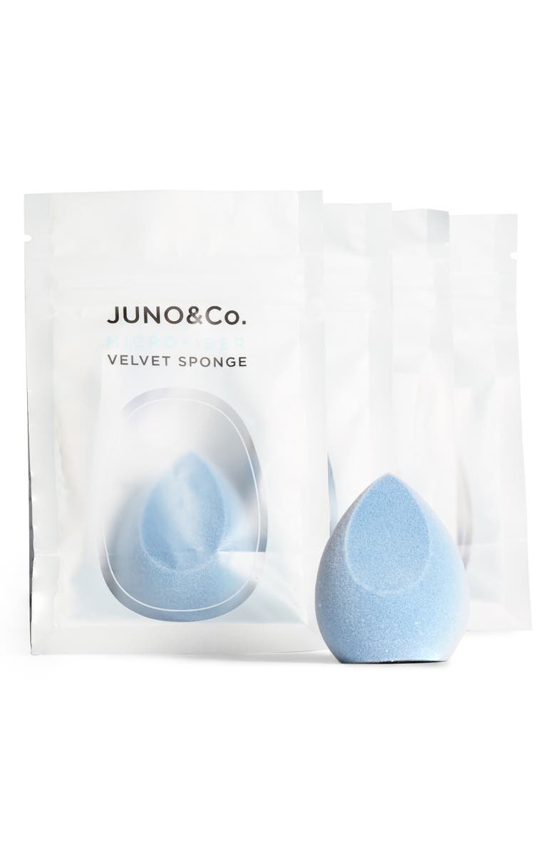 JUNO & Co Set of 4 Microfiber Velvet Sponges, Main, color, 