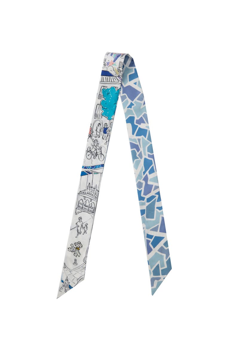 Barcelona Silk Skinny Scarf, Main, color, Mediterranean Blue