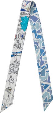 OLAH Barcelona Silk Skinny Scarf