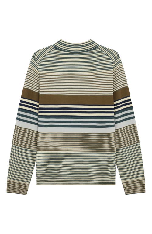 Paul Smith London Stripe Long Sleeve Merino Wool Polo In Green