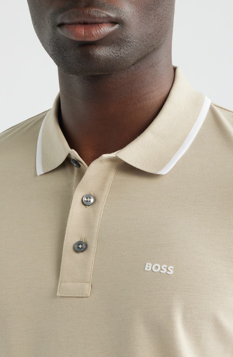 BOSS Parlay Tipped Cotton Polo, Alternate, color, Open Beige