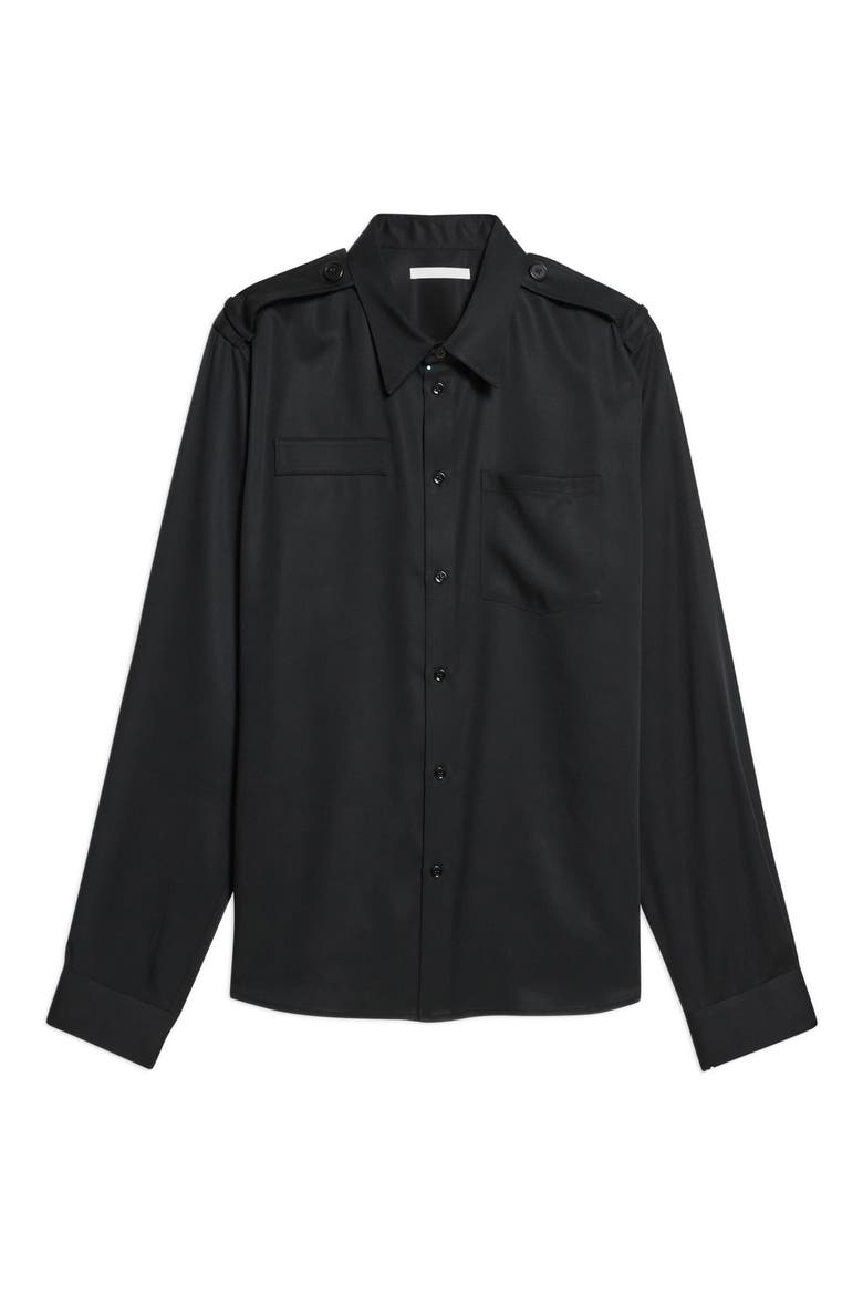 Epaulet Button-Up Shirt, Alternate, color, BLACK - 001
