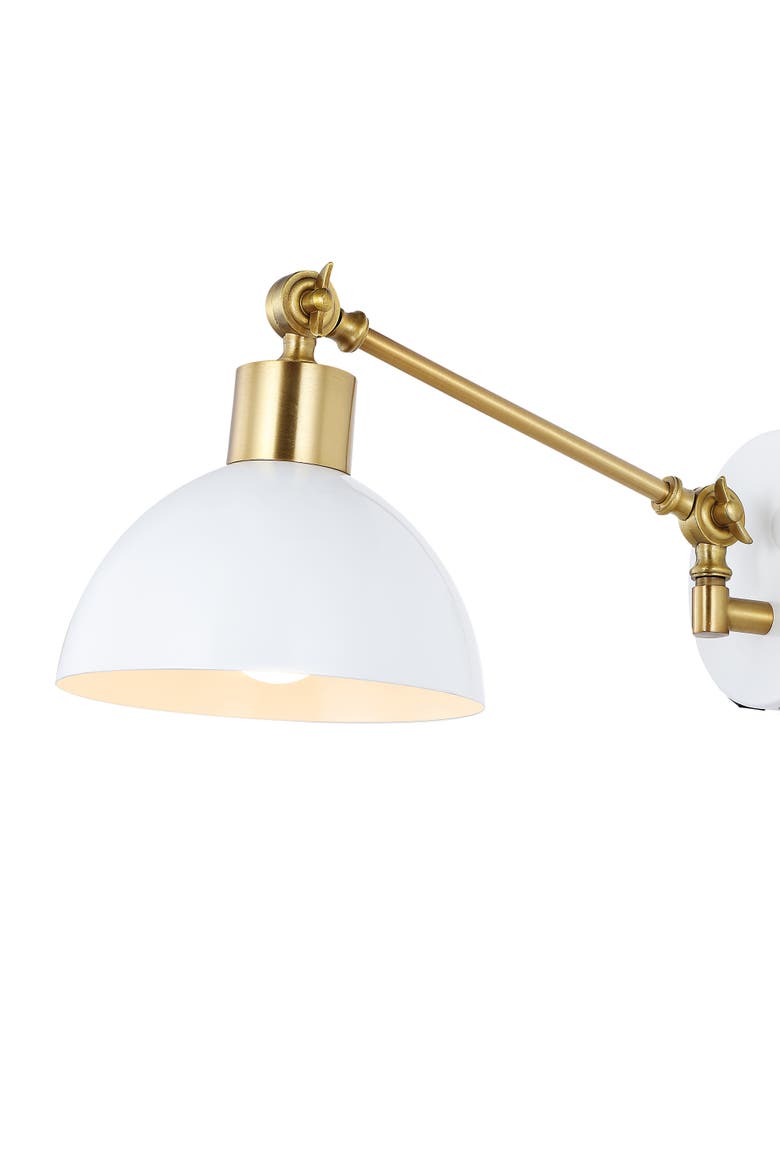 Lisa Swing Arm 1-Light Modern Midcentury Iron USB Charging Port LED Sconce, Alternate, color, White