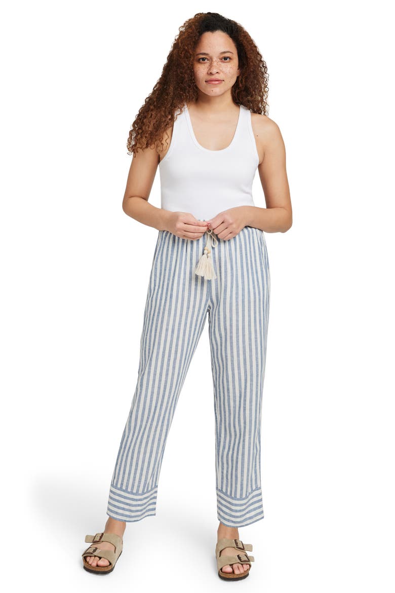 Pacific Beach Tie Waist Linen Blend Pants, Alternate, color, BLUE LUCY