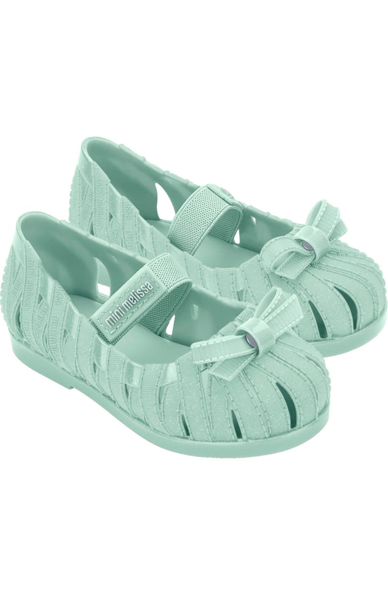 Mini Melissa M Lover Ballerina Flat, Main, color, Glitter Green