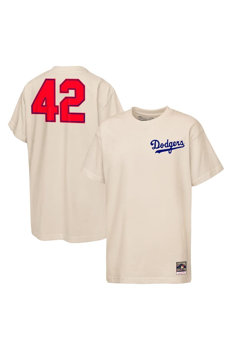 Mitchell & Ness Youth Mitchell & Ness Jackie Robinson Natural Los Angeles Dodgers 42 For All T-Shirt, Main, color, Natural