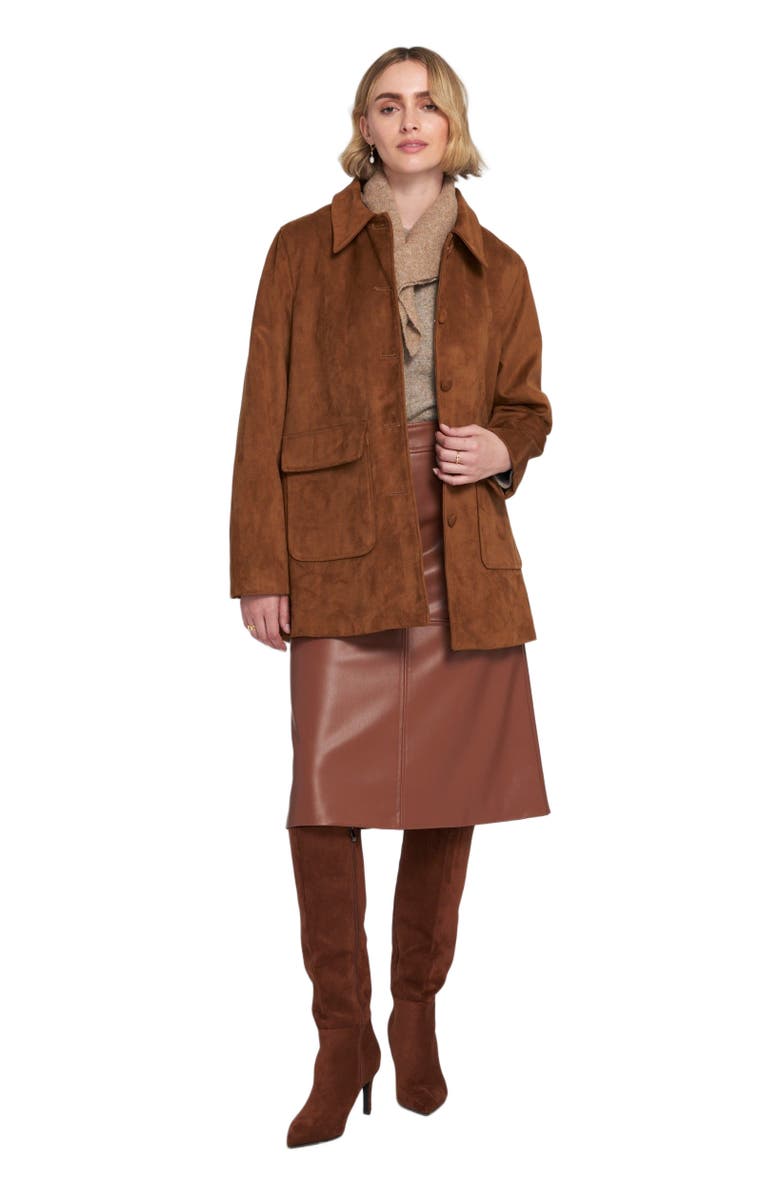 ELLE Collection Faux Suede Car Coat Utility, Main, color, Toffee