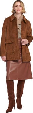 ELLE Collection Faux Suede Car Coat Utility