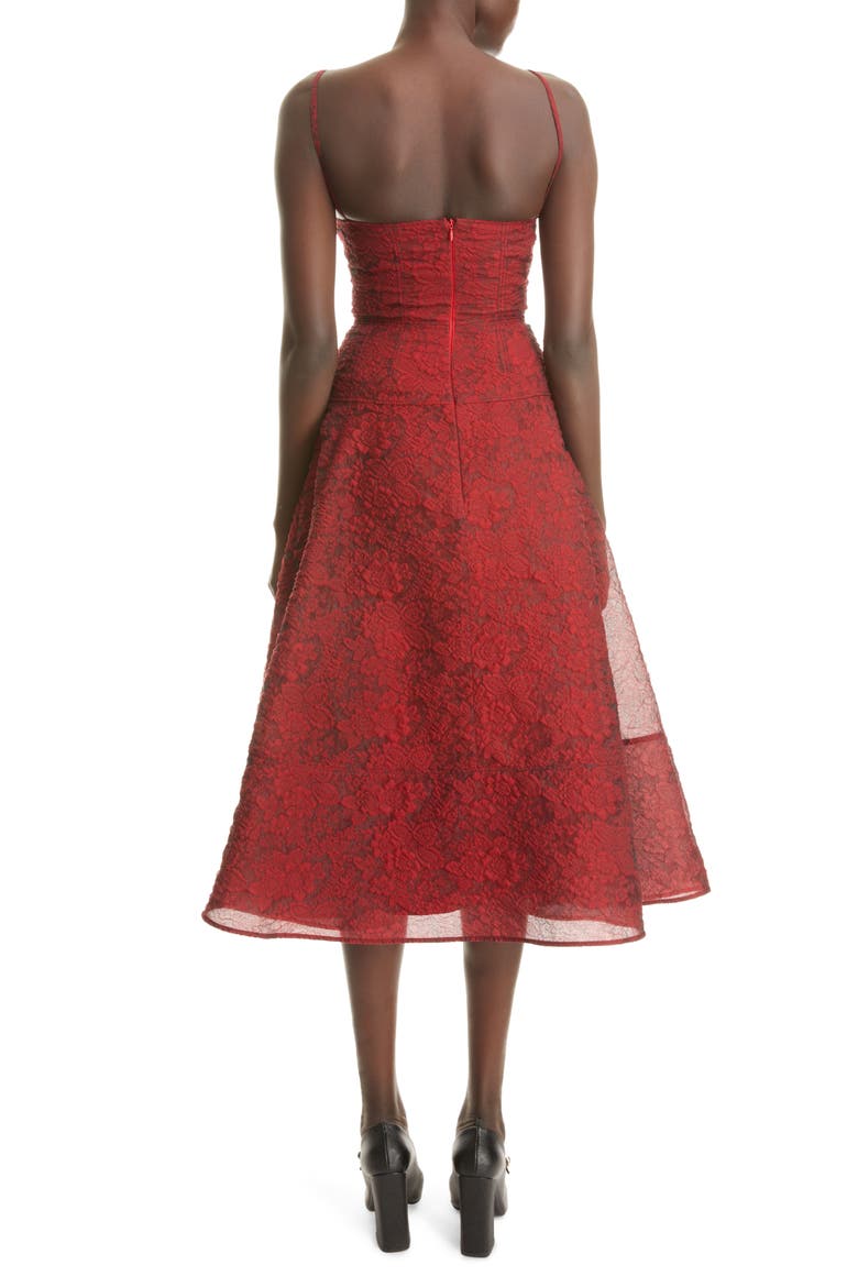 Doris Organza Fit & Flare Midi Dress, Alternate, color, RED
