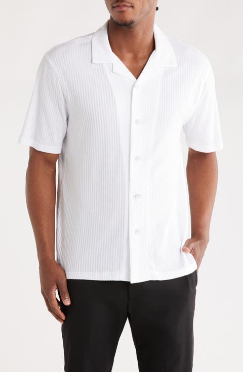 Seersucker Knit Camp Shirt