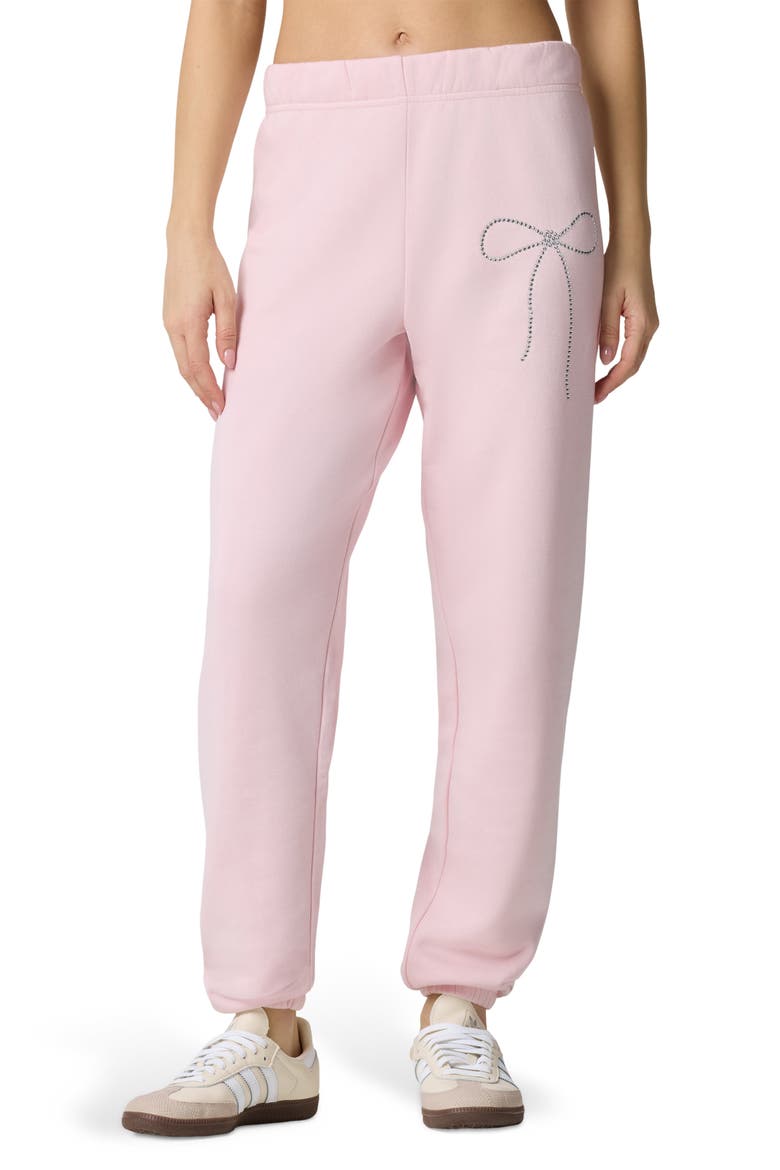 Crystal Bow Detail Joggers, Main, color, BALLET SLIPPER