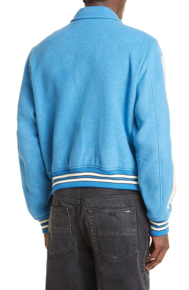 AMIRI Bones Wool Varsity Jacket, Alternate, color,