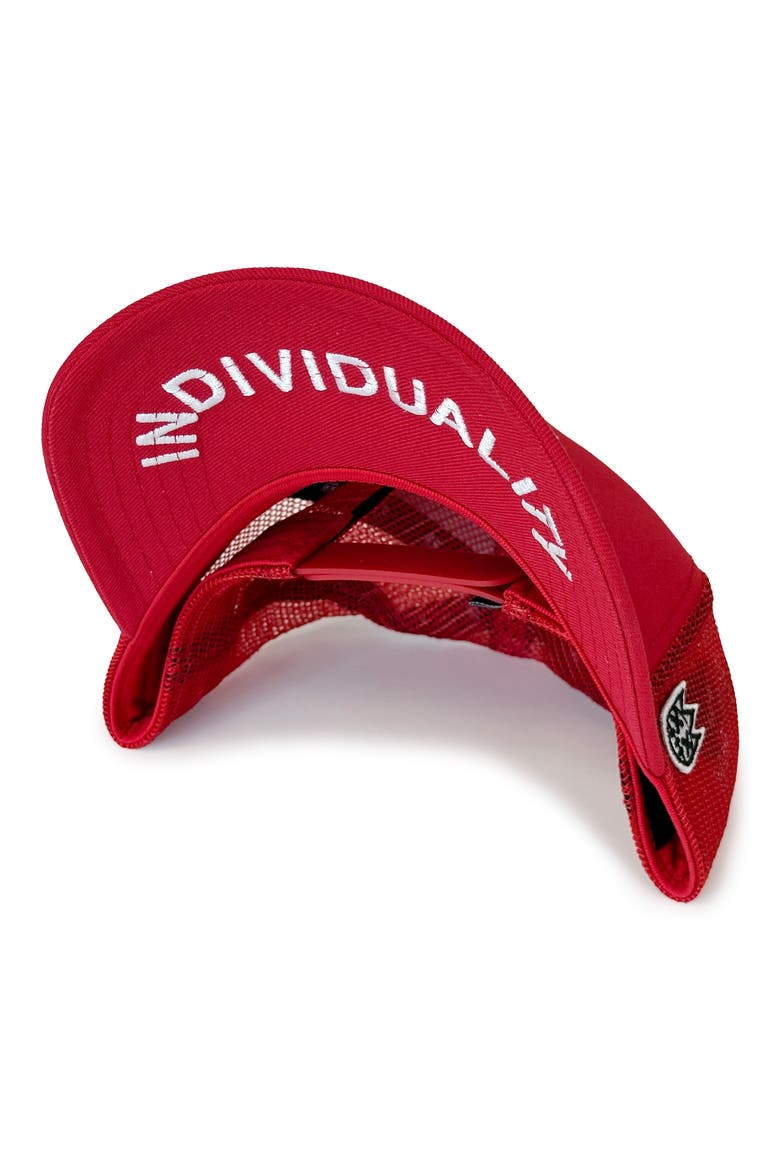 Crystal Shimuchan Logo Trucker Hat, Alternate, color, RED