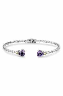 Sterling Silver & 18k Gold Amethyst Heart Cuff Bracelet