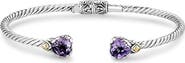 SAMUEL B. Sterling Silver & 18k Gold Amethyst Heart Cuff Bracelet