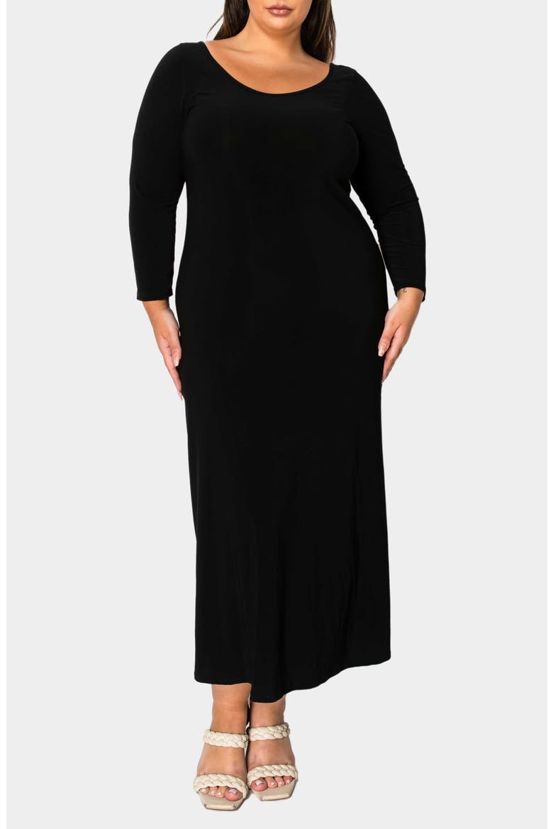 Ashe Long Sleeve Maxi Dress, Main, color, BLACK
