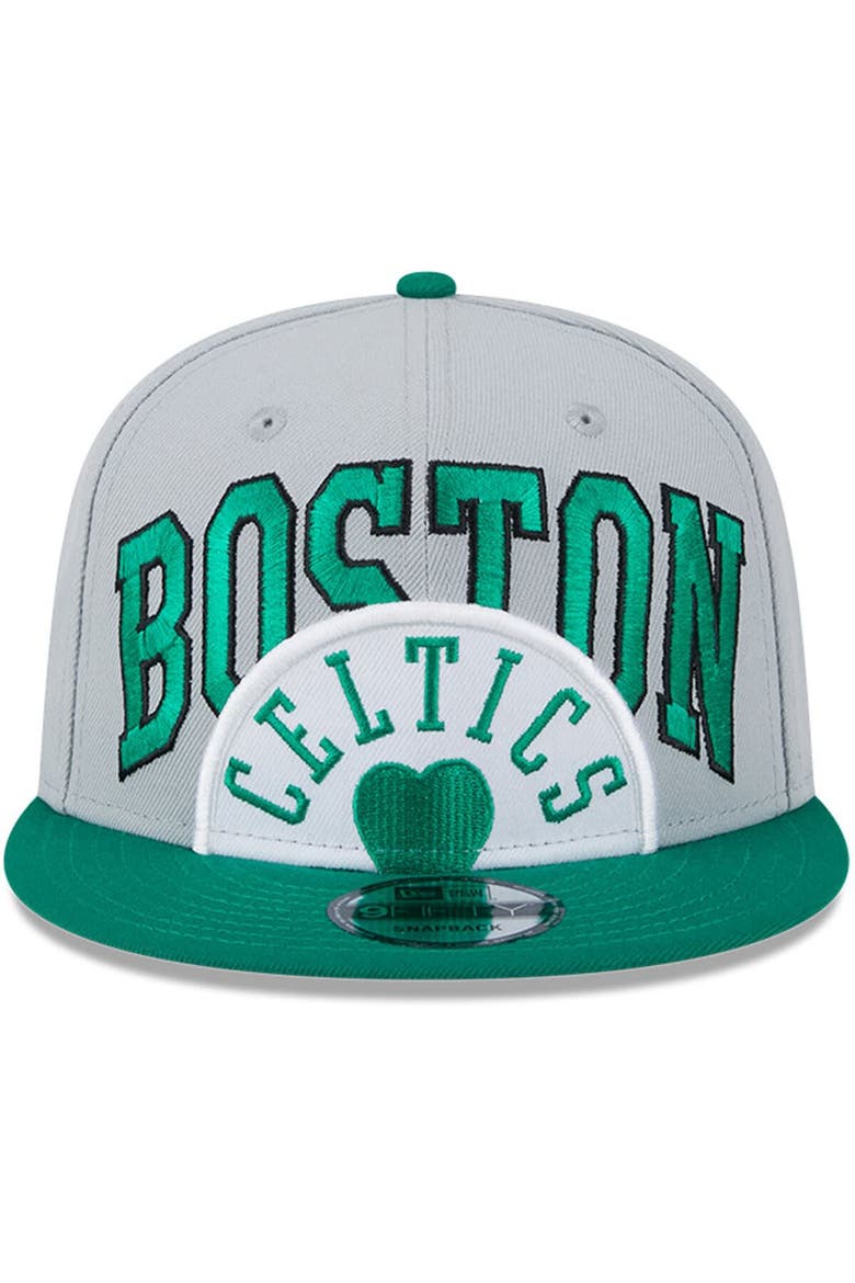 Men's New Era Gray/Kelly Green Boston Celtics Tip-Off Two-Tone 9FIFTY Snapback Hat, Alternate, color, Gray