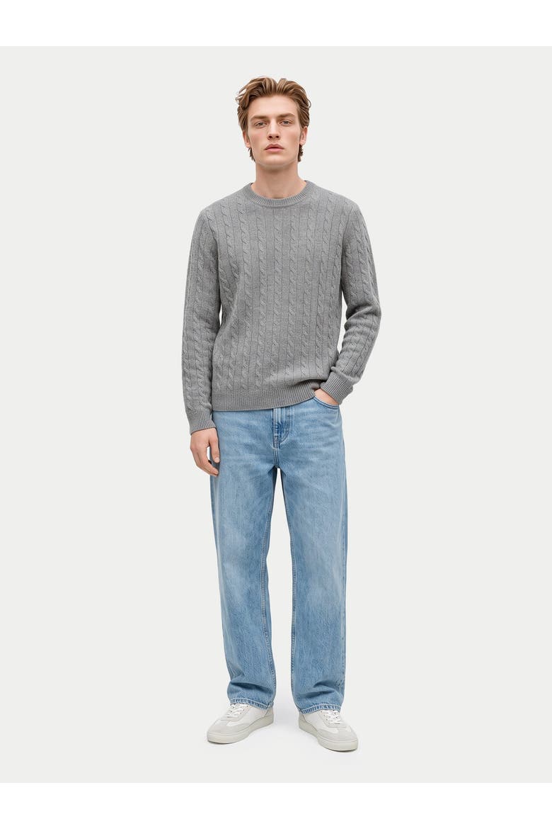 Cashmere Cable-knit Crewneck Sweater, Alternate, color, dim gray