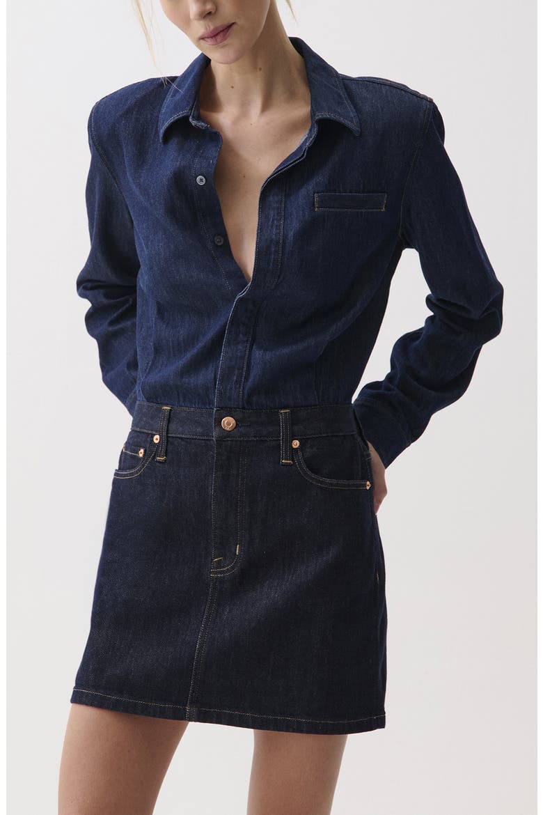 Pixie Denim Miniskirt, Alternate, color, CELESTE
