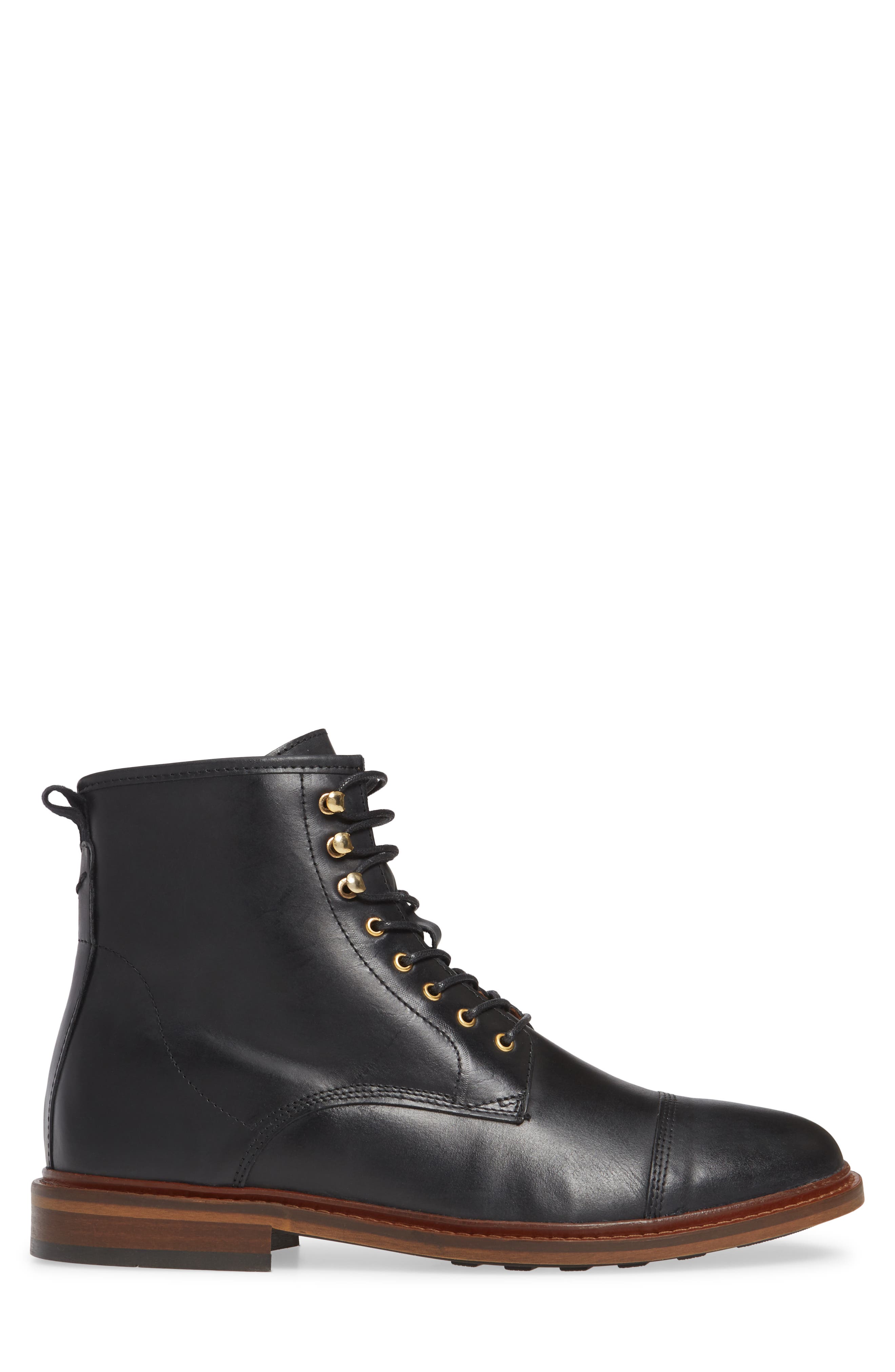 Curtis Cap Toe Boot, Alternate, color, BLACK LEATHER