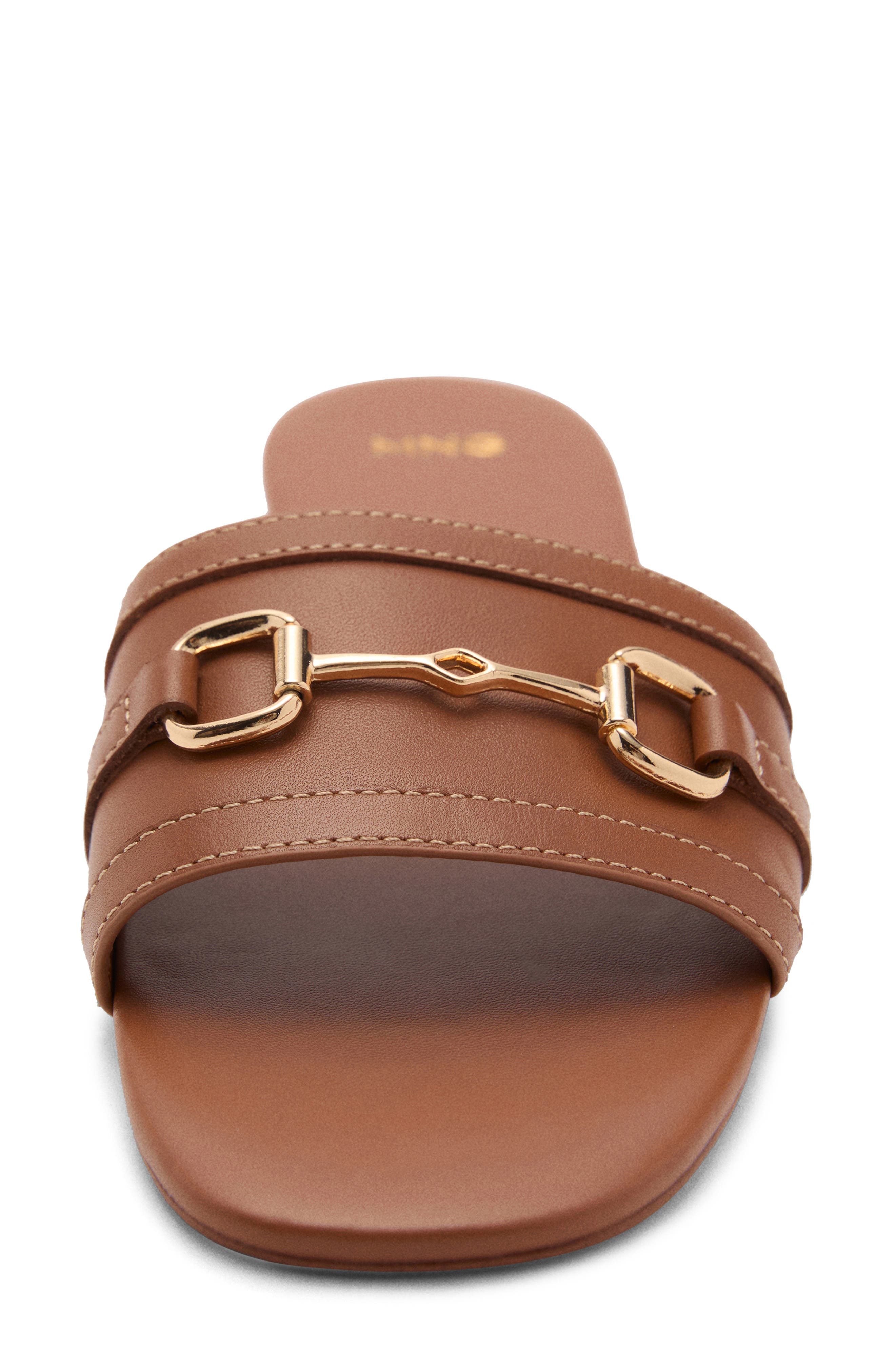 MANGO Buckle Slide Sandal, Alternate, color, Leather