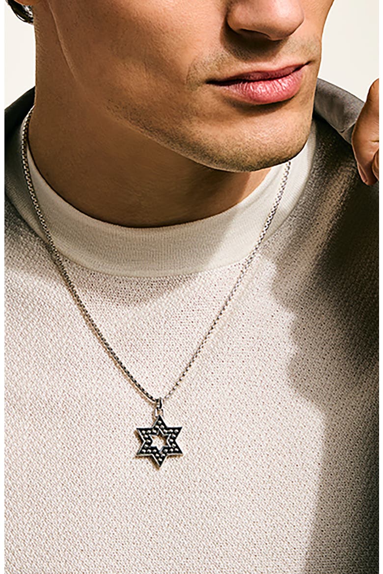 Nailhead Star of David Pendant Necklace, Alternate, color, SILVER
