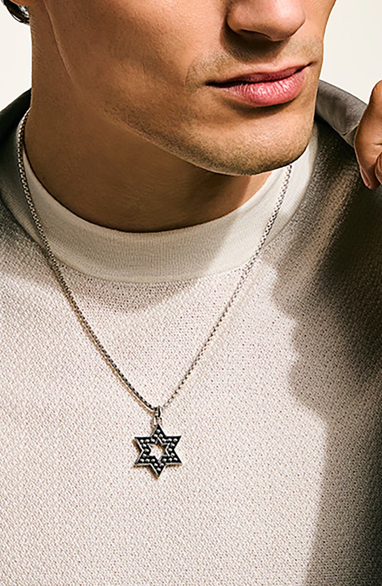John Hardy Nailhead Star of David Pendant Necklace, Alternate, color, Silver