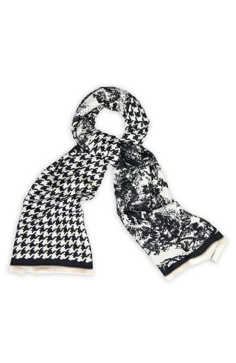 Reversible Houndstooth Print Scarf