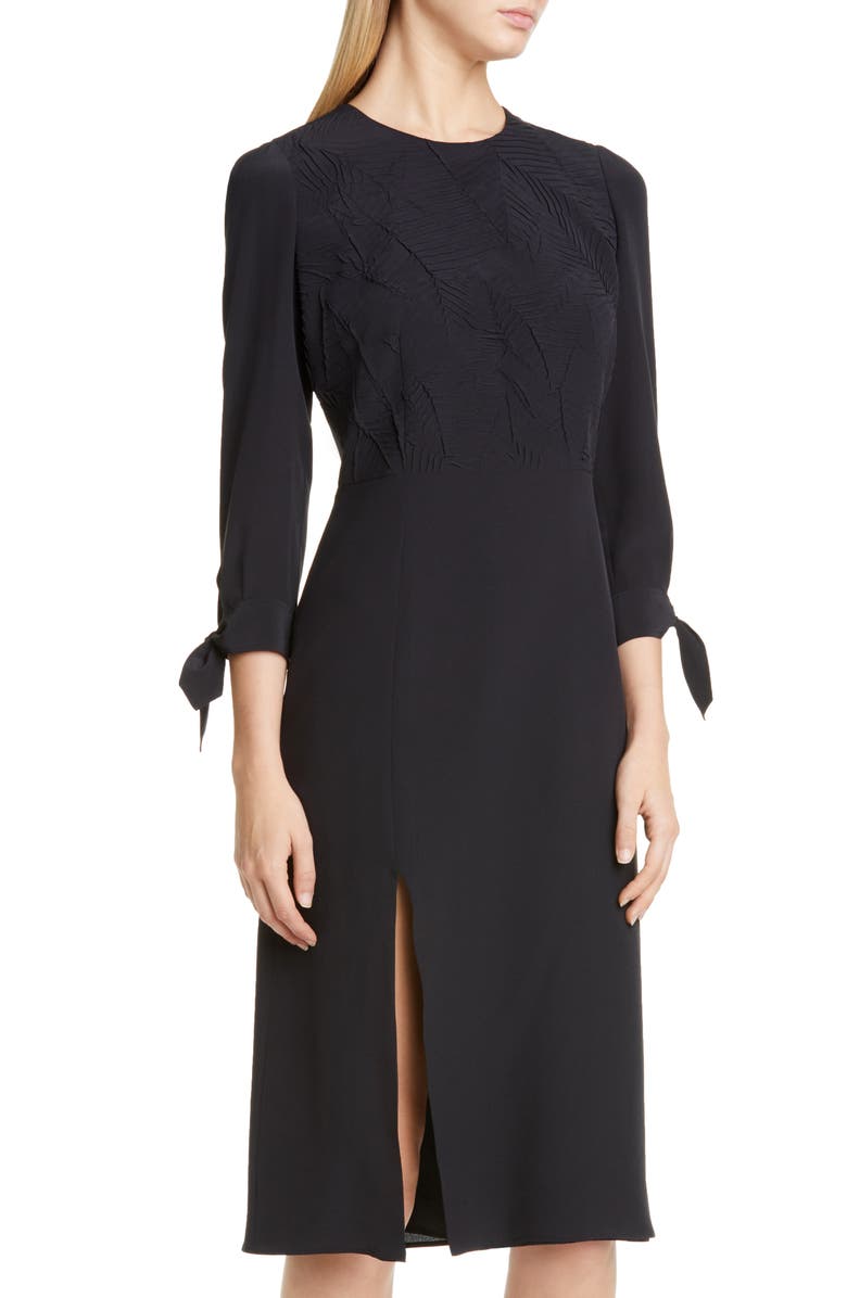 Etro Side Slit Leaf Cloqué Silk Dress, Alternate, color,