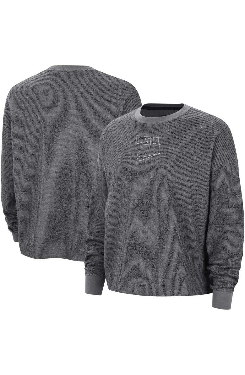 Nike Women's Nike Gray LSU Tigers Yoga Pullover Sweatshirt, Main, color, 