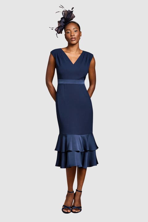 Crepe Peplum Dress