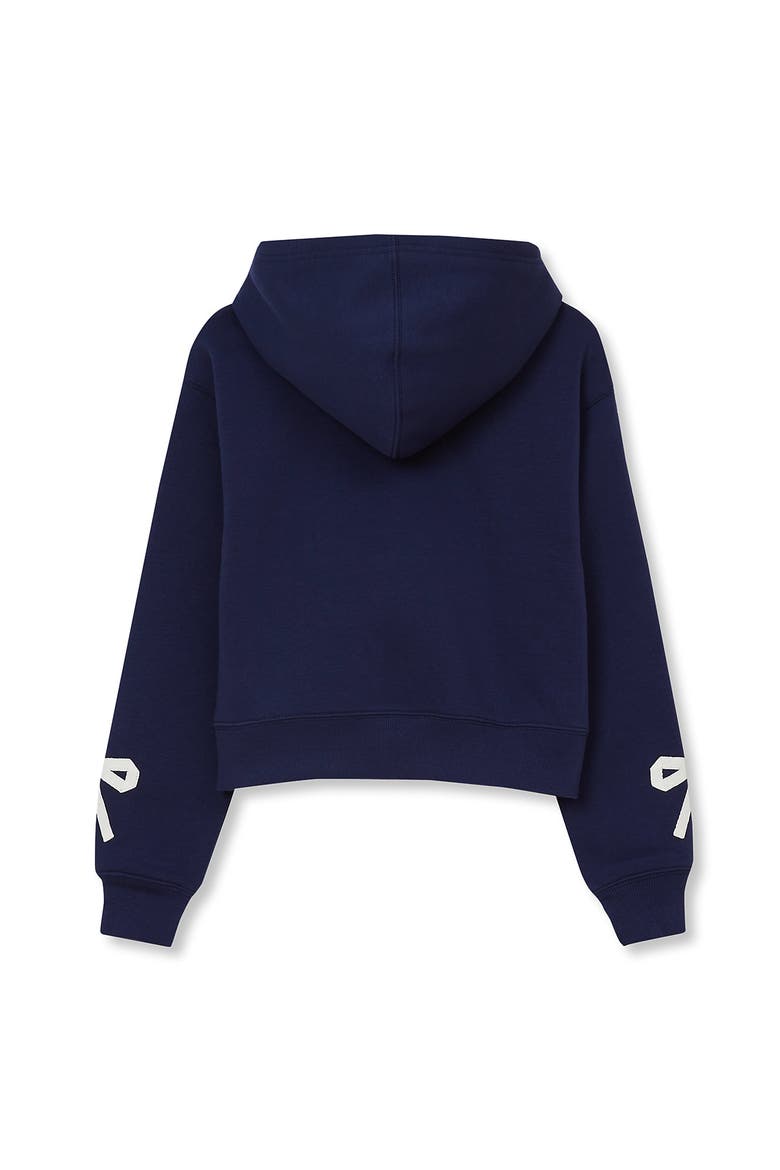 Girls Fleece Hooded Zip Up Bow Sweatshirt, Alternate, color, Navy