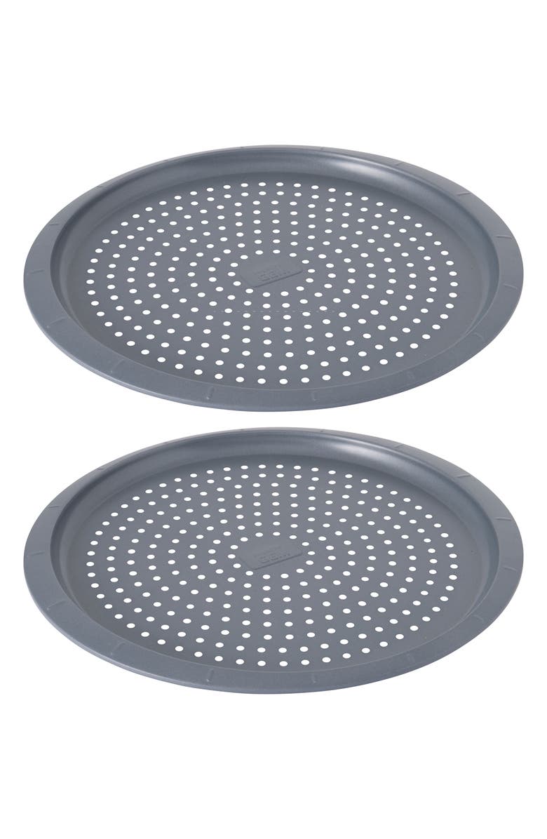 BergHOFF 2-Pack Gem Nonstick Perforated Pizza Pans, Main, color, Gray